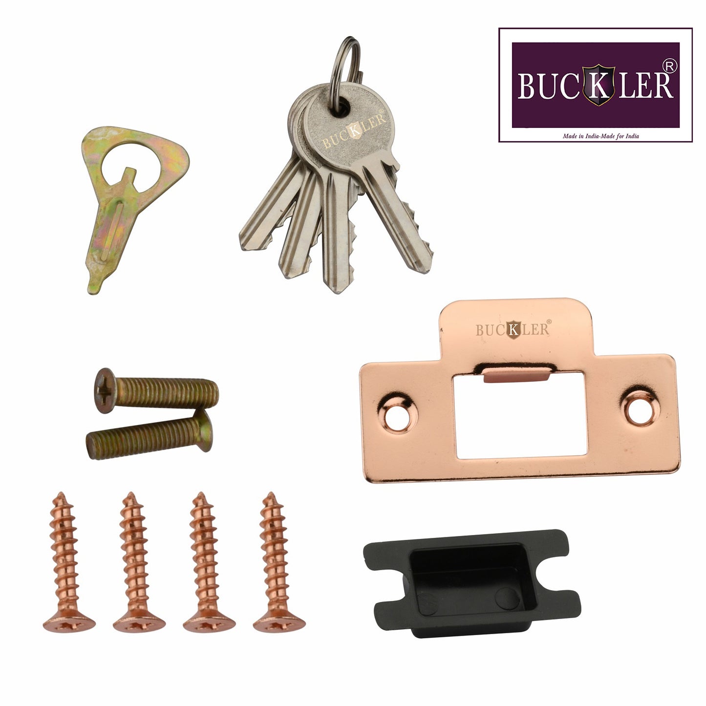 BUCKLER Premium Cylindrical Door Lock | Rose Gold Finish Round Door Knob Lock with Keys | Heavy Duty Main Door & Room Door Security Lock