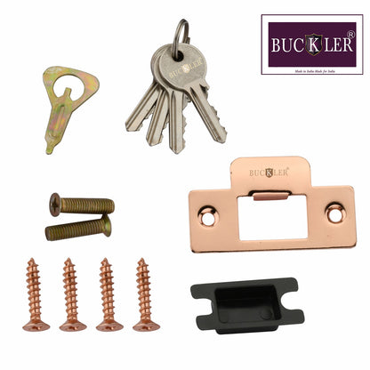 BUCKLER Premium Cylindrical Door Lock | Rose Gold Finish Round Door Knob Lock with Keys | Heavy Duty Main Door & Room Door Security Lock