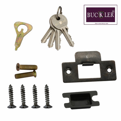 BUCKLER Premium Cylindrical Door Lock | Matt Black Finish Round Door Knob Lock with Keys | Heavy Duty Main Door & Room Door Security Lock