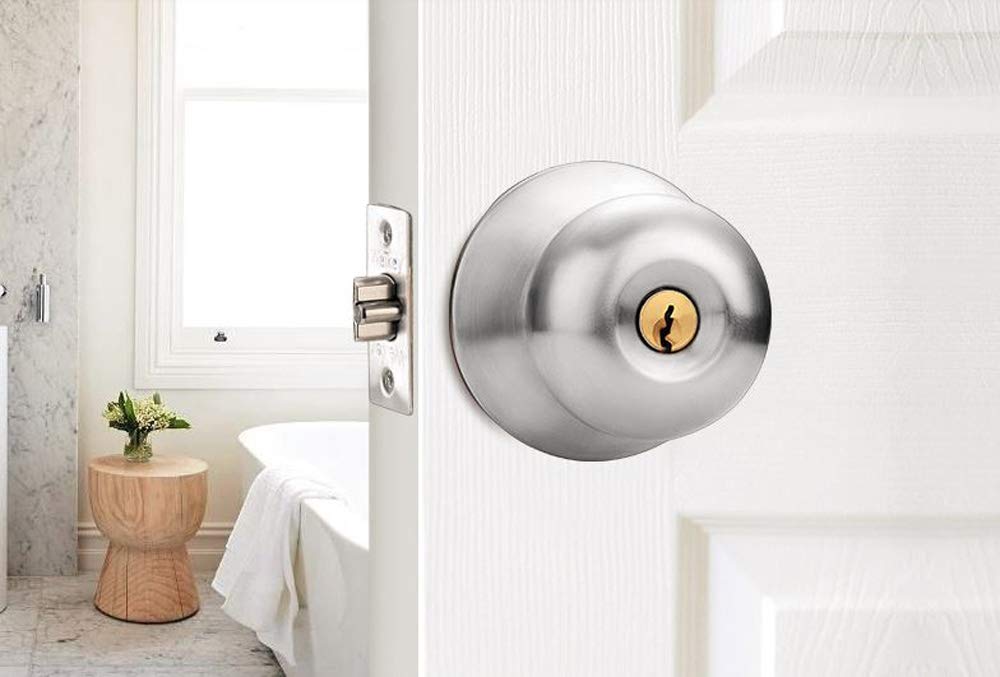BUCKLER Premium Cylindrical Door Lock | Silver Finish Round Door Knob Lock with Keys | Heavy Duty Main Door & Room Door Security Lock