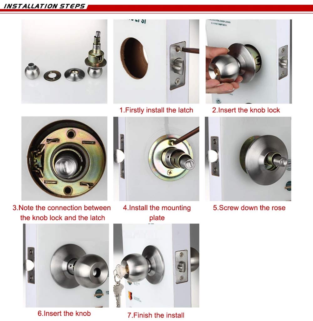BUCKLER Premium Cylindrical Door Lock | Matt Black Finish Round Door Knob Lock with Keys | Heavy Duty Main Door & Room Door Security Lock