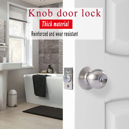 BUCKLER Premium Cylindrical Door Lock | Silver Finish Round Door Knob Lock with Keys | Heavy Duty Main Door & Room Door Security Lock