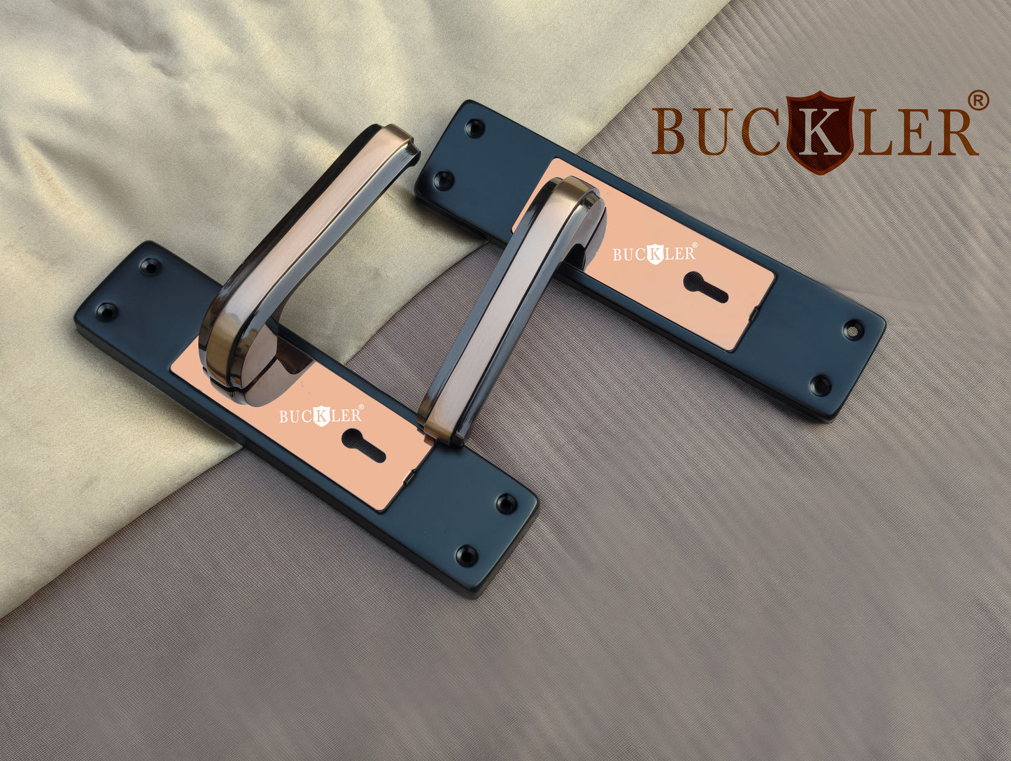 BUCKLER Iron Premium Mortise Handle Lock set for wooden door, 8 Inch Brass Antique, Heavy duty double locking system with 3 keys