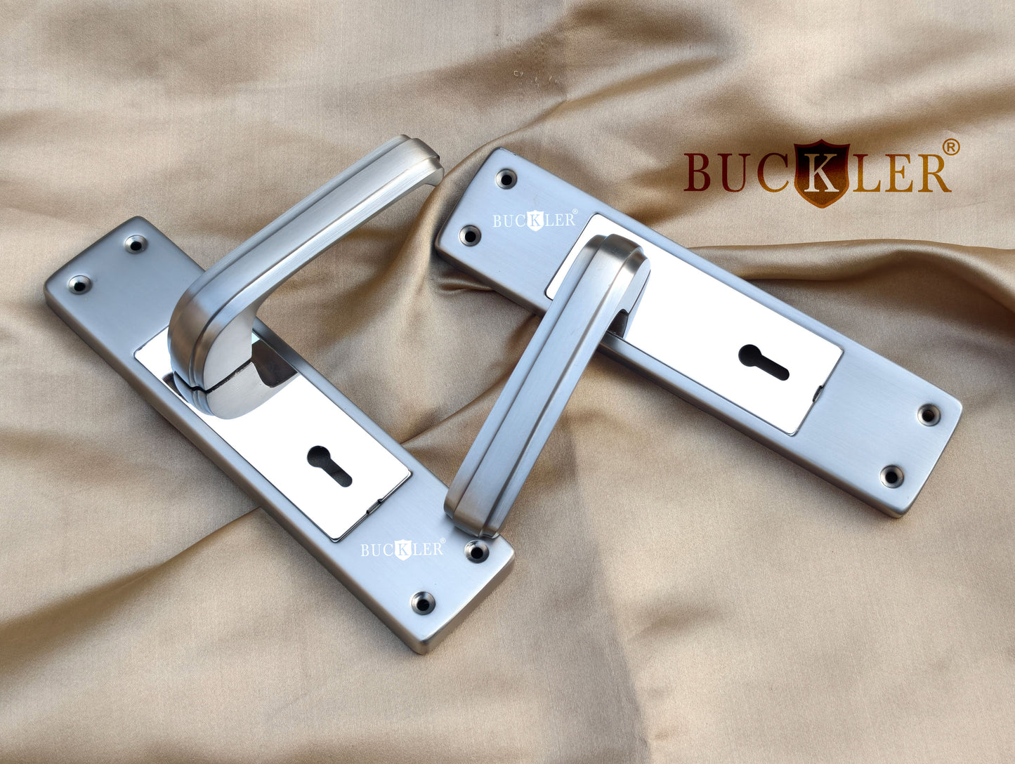 BUCKLER Iron Premium Mortise Handle Lock set for wooden door, 8 Inch Brass Antique, Heavy duty double locking system with 3 keys