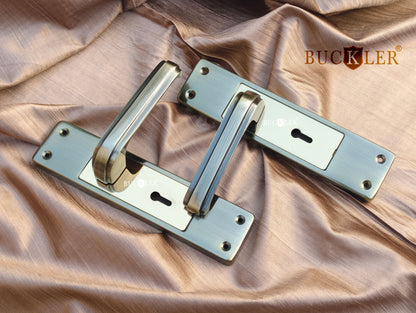 BUCKLER Iron Premium Mortise Handle Lock set for wooden door, 8 Inch Brass Antique, Heavy duty double locking system with 3 keys