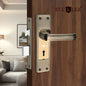 BUCKLER Iron Premium Mortise Handle Lock set for wooden door, 8 Inch Brass Antique, Heavy duty double locking system with 3 keys