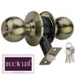 BUCKLER Premium Cylindrical Door Lock | Brass Antique Finish Round Door Knob Lock with Keys | Heavy Duty Main Door & Room Door Security Lock